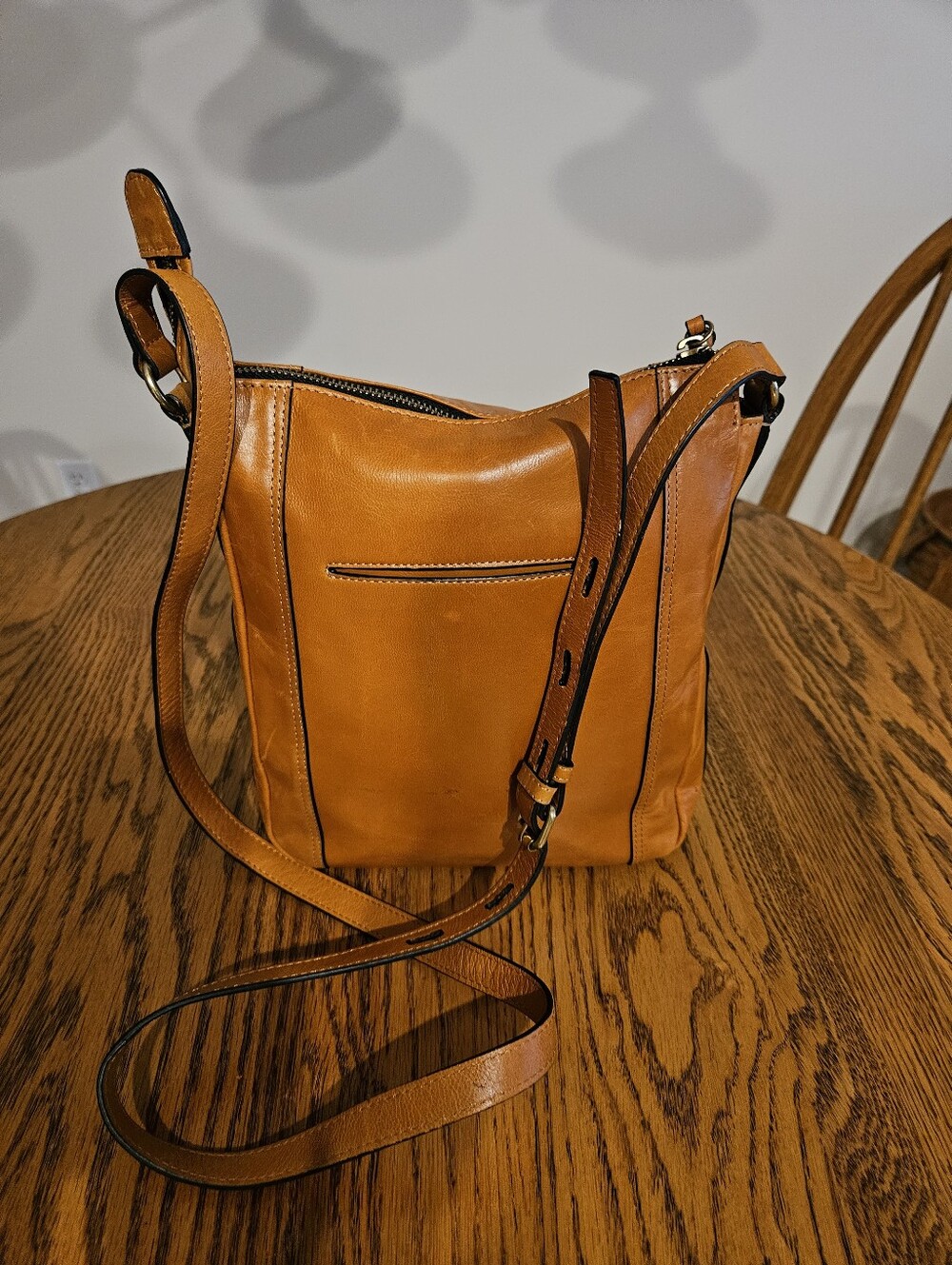 Lodis Cognac Leather Crossbody Bag with Front Zip Pocket - Picture 2 of 6